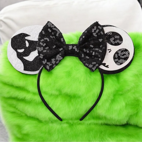 Other - Nightmare Before Christmas Sequin Mouse Ears Headband One Size Black & W…
